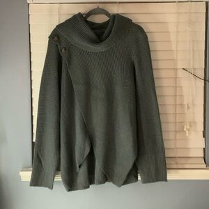 Gray Women's Sweater with Button Detail